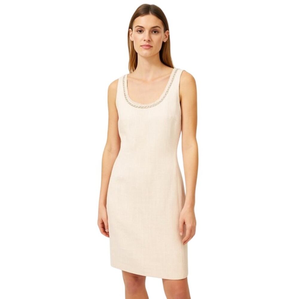 Karl Lagerfeld Paris Pink Tweed Chain Trim Shift Dress Size 14 Lined Spring